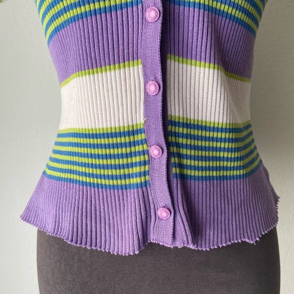 Buffalo David‎ Bitton sz L cotton 90s cut off striped top - Picture 3 of 8